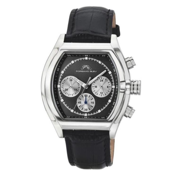  Porsamo Bleu MEN'S Roman Leather Black Dial Watch 1292BROL