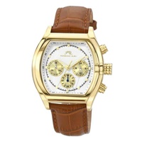 Porsamo Bleu MEN'S Roman Chronograph Leather White Dial Watch 1292DROL
