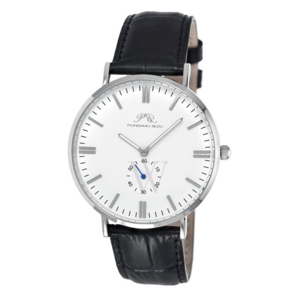  Porsamo Bleu MEN'S Henry Leather White Dial Watch 841AHEL
