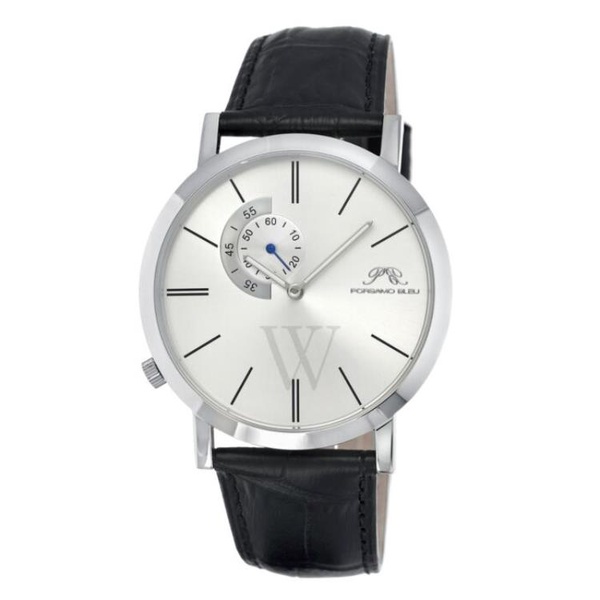  Porsamo Bleu MEN'S Parker Leather Silver Dial Watch 831APAL