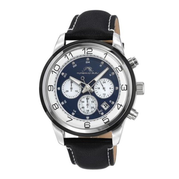  Porsamo Bleu MEN'S Arthur Chronograph Genuine Leather Blue Dial Watch 1091CARL