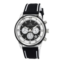 Porsamo Bleu MEN'S Arthur Chronograph Silicone Black and Silver Dial Watch 1092BARR