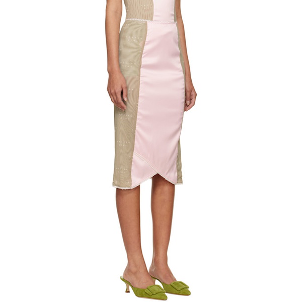  Poster Girl SSENSE Exclusive Pink & Taupe Teddy Midi Skirt 221770F092000