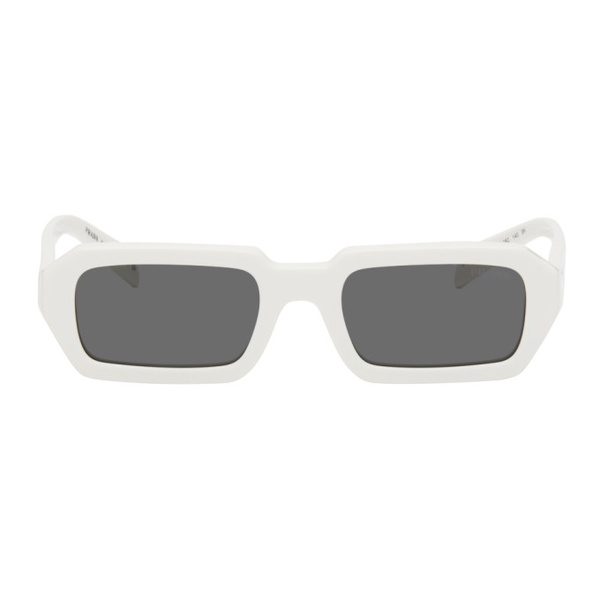  Prada Eyewear White Rectangular Sunglasses 241208F005043