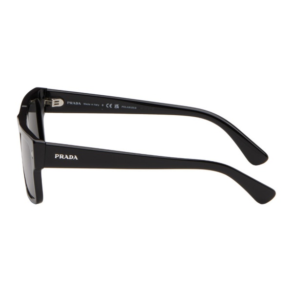  Prada Eyewear Black Rectangular Sunglasses 241208M134023