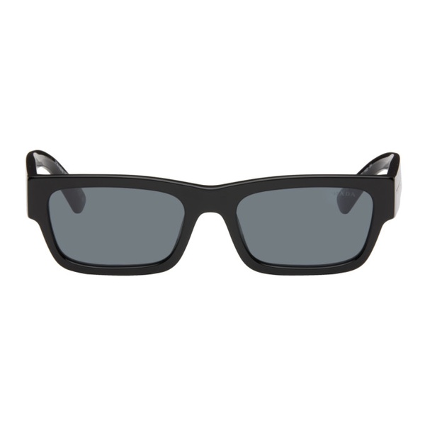  Prada Eyewear Black Iconic Metal Plaque Sunglasses 241208M134027