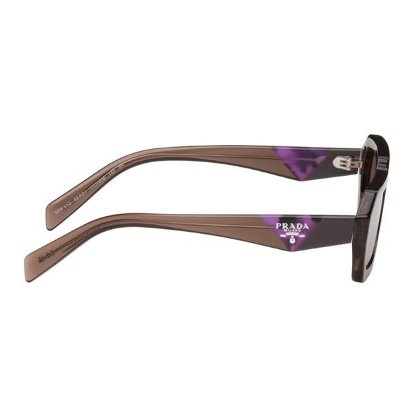  Prada Eyewear Brown Rectangular Sunglasses 241208M134020