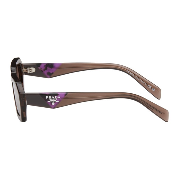  Prada Eyewear Brown Rectangular Sunglasses 241208M134020