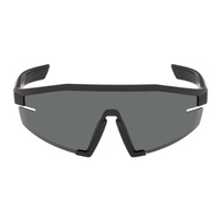 Prada Eyewear Black Linea Rossa Shield Sunglasses 241208M134011