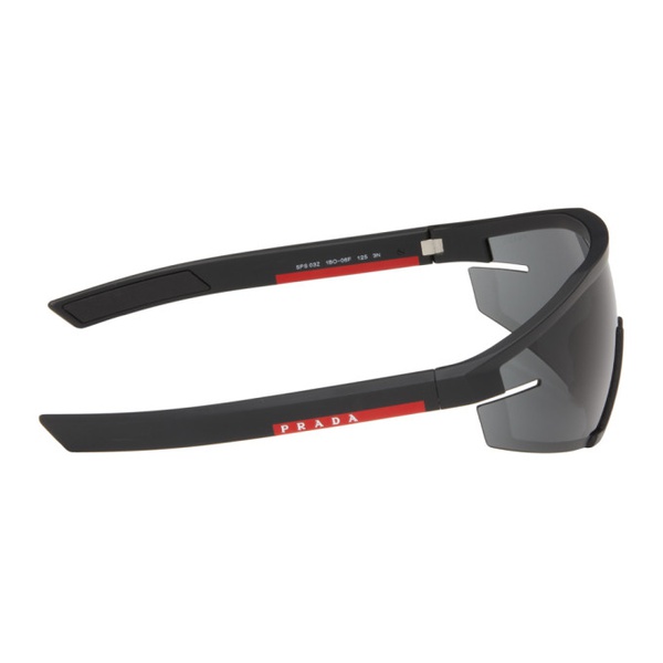  Prada Eyewear Black Linea Rossa Shield Sunglasses 241208M134011