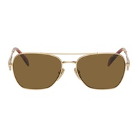 Prada Eyewear Gold Triangle Logo Sunglasses 241208M134016