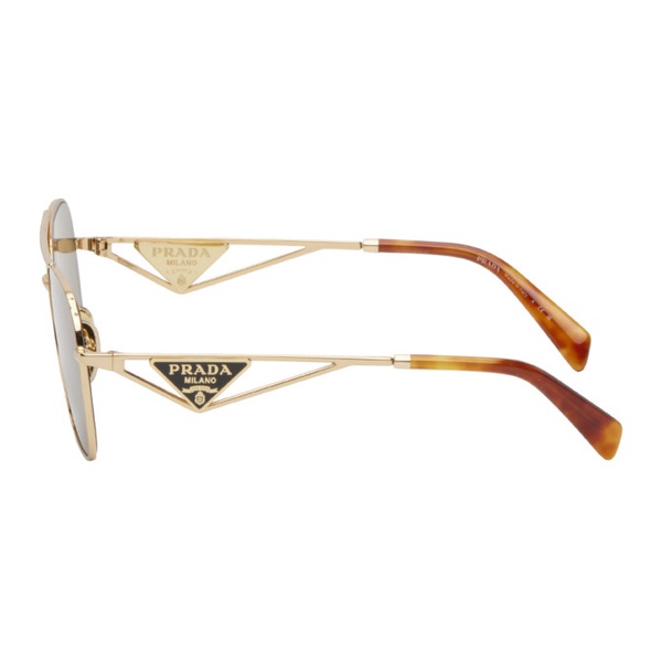  Prada Eyewear Gold Triangle Logo Sunglasses 241208M134016