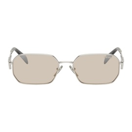 Prada Eyewear Silver Triangle Logo Sunglasses 241208M134018