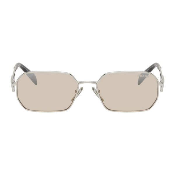  Prada Eyewear Silver Triangle Logo Sunglasses 241208M134018
