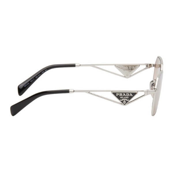  Prada Eyewear Silver Triangle Logo Sunglasses 241208M134018
