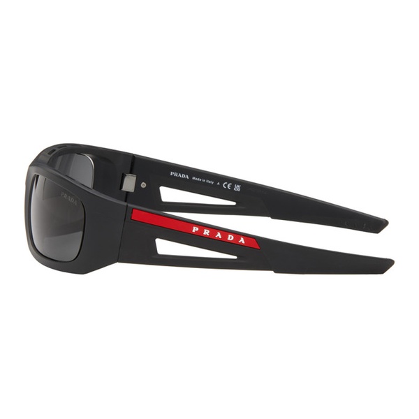  Prada Eyewear Black Linea Rossa Sport Sunglasses 241208M134042