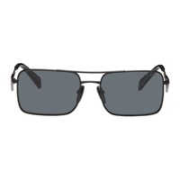 Prada Eyewear Black Rectangular Sunglasses 241208M134017