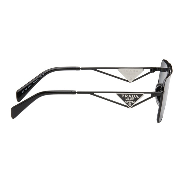  Prada Eyewear Black Rectangular Sunglasses 241208M134017