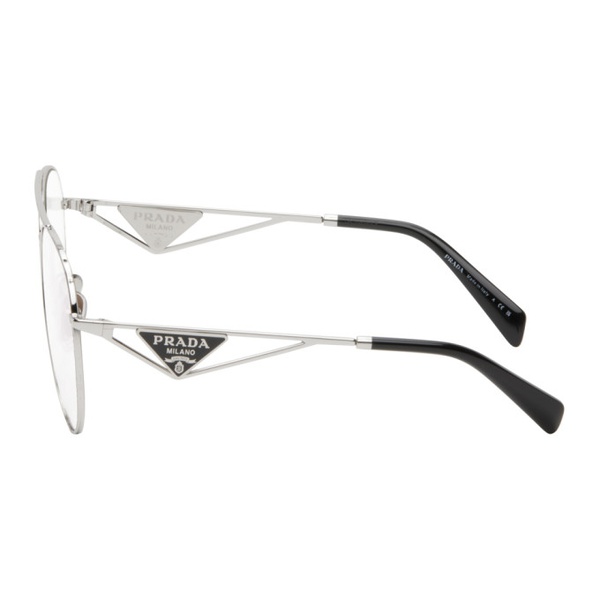  Prada Eyewear Silver Aviator Glasses 242208M133003