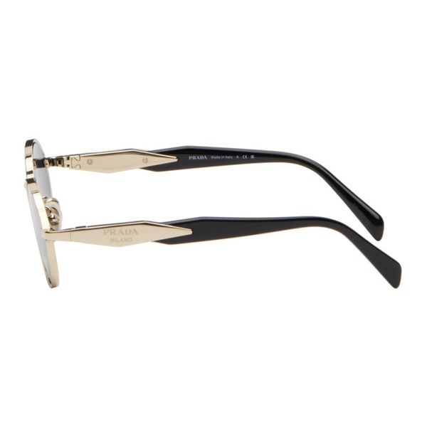  Prada Eyewear Gold & Black Oval Sunglasses 242208M134006
