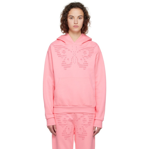 Praying SSENSE Exclusive Pink Butterfly Hoodie 231810F097006