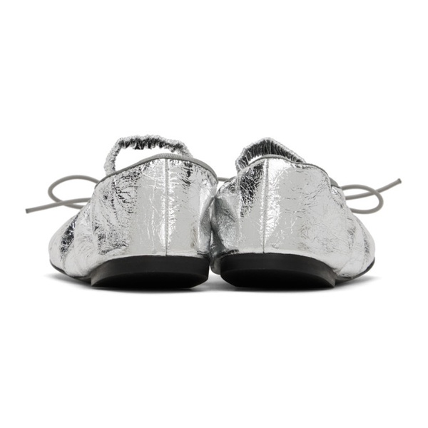  프로엔자 슐러 Proenza Schouler Silver Glove Mary Jane Crinkled Metallic Ballerina Flats 241288F118000