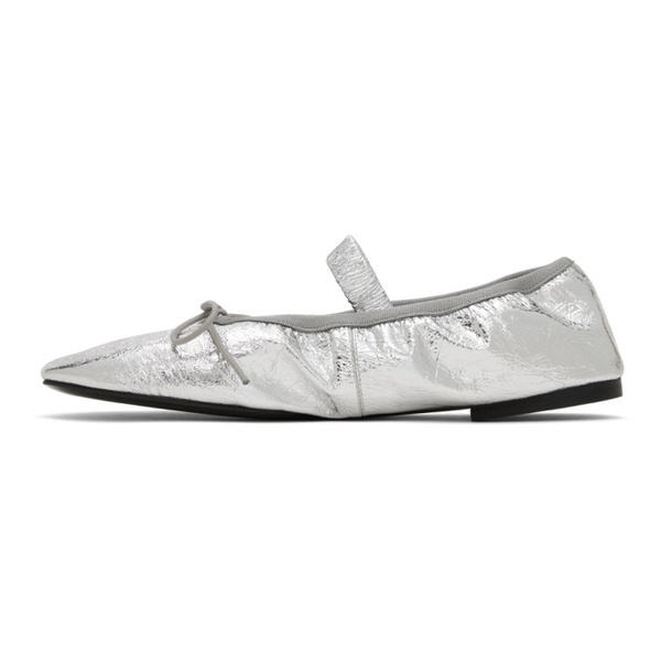  프로엔자 슐러 Proenza Schouler Silver Glove Mary Jane Crinkled Metallic Ballerina Flats 241288F118000