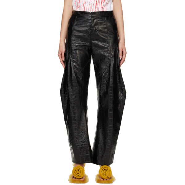  Puppets and Puppets Black Elliot Faux-Leather Trousers 241956F084000