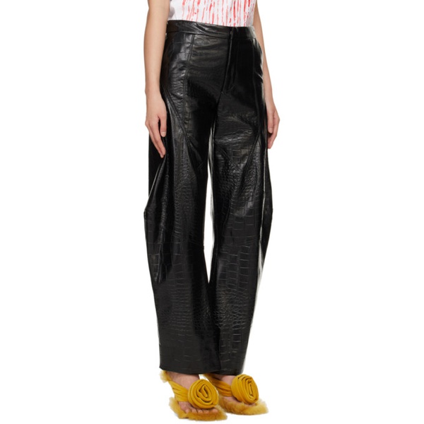  Puppets and Puppets Black Elliot Faux-Leather Trousers 241956F084000