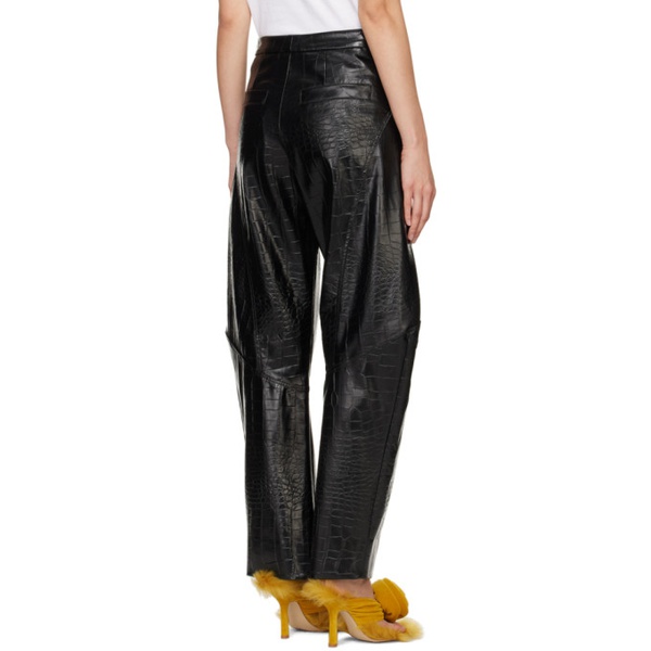  Puppets and Puppets Black Elliot Faux-Leather Trousers 241956F084000