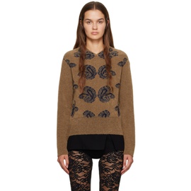 Puppets and Puppets Brown & Navy Jacquard Sweater 232956F100000