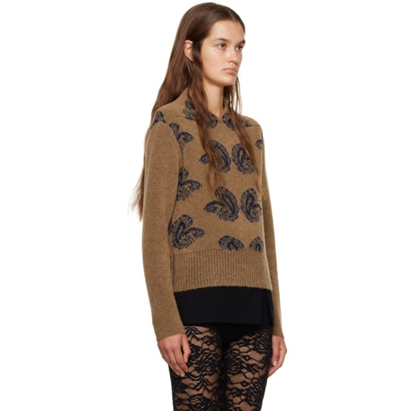  Puppets and Puppets Brown & Navy Jacquard Sweater 232956F100000