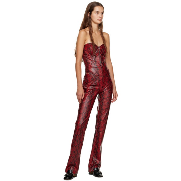  Puppets and Puppets Red and Black Strapless Faux-Leather Bodysuit 232956F358000