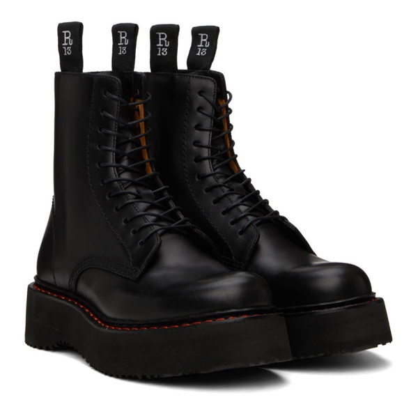  알썰틴 R13 Black Single Stack Boots 241021F113008