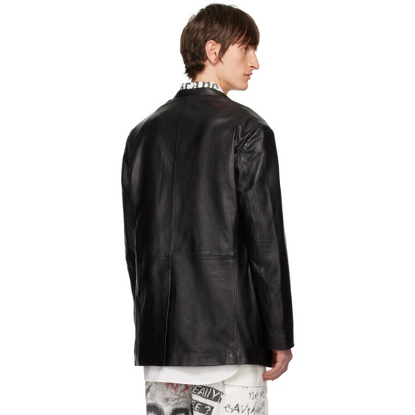  알썰틴 R13 Black Belt Collar Leather Jacket 241021M181000