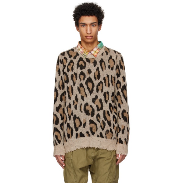 알썰틴 R13 Beige & Brown Leopard Sweater 231021M201009