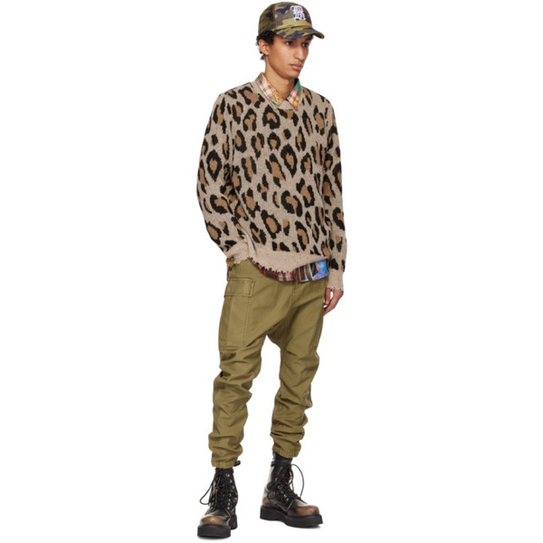  알썰틴 R13 Beige & Brown Leopard Sweater 231021M201009