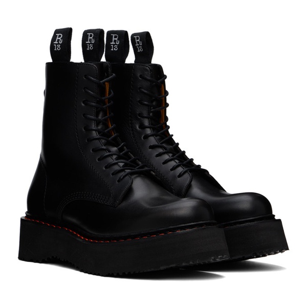  알썰틴 R13 Black Single Stack Boots 242021F113005