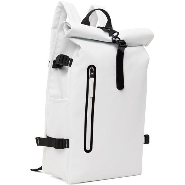  레인스 RAINS White Rolltop Contrast Large Backpack 241524M166006