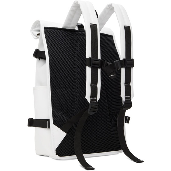  레인스 RAINS White Rolltop Contrast Large Backpack 241524M166006