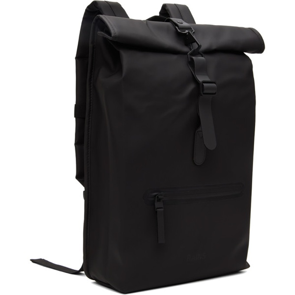  레인스 RAINS Black Rolltop Backpack 232524M166007