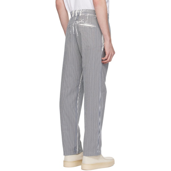  RANRA White & Navy Kennari Trousers 241504M186000