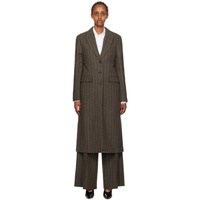 리메인 비르게르 크리스텐센 REMAIN Birger Christensen Brown Pinstripe Coat 232985F059000