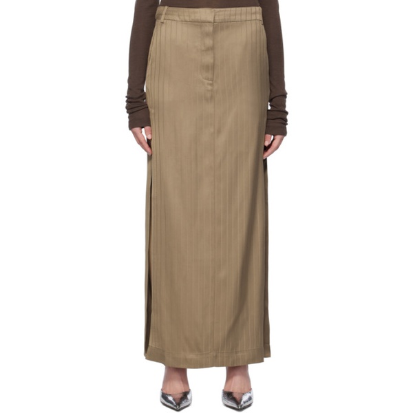  리메인 비르게르 크리스텐센 REMAIN Birger Christensen Brown Suiting Maxi Skirt 241985F093002