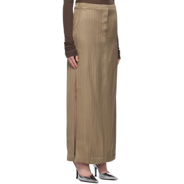  리메인 비르게르 크리스텐센 REMAIN Birger Christensen Brown Suiting Maxi Skirt 241985F093002