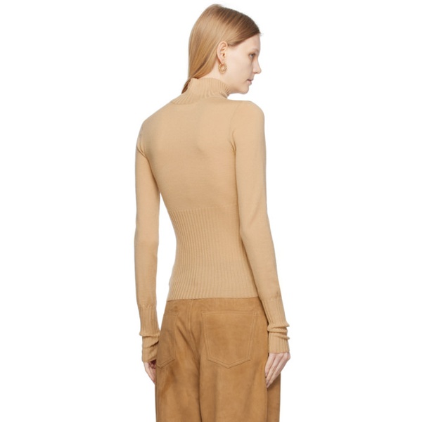  리메인 비르게르 크리스텐센 REMAIN Birger Christensen Beige Sheer Turtleneck 232985F099002