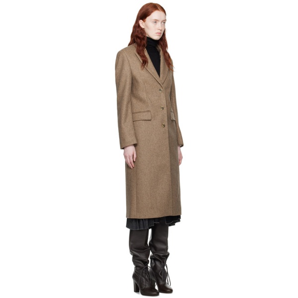  리메인 비르게르 크리스텐센 REMAIN Birger Christensen Tan Semi Fitted Coat 232985F059006