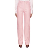 리메인 비르게르 크리스텐센 REMAIN Birger Christensen Pink Straight Leather Pants 231985F087001