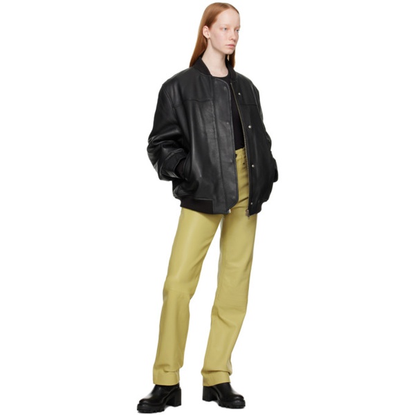  리메인 비르게르 크리스텐센 REMAIN Birger Christensen Green Straight-Leg Leather Pants 222985F084013