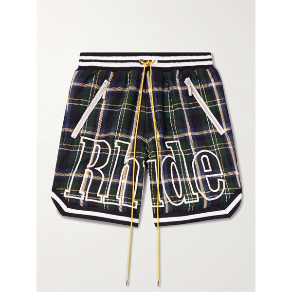  루드 RHUDE Logo-Embroidered Checked Cotton-Flannel Drawstring Shorts 1647597311081170